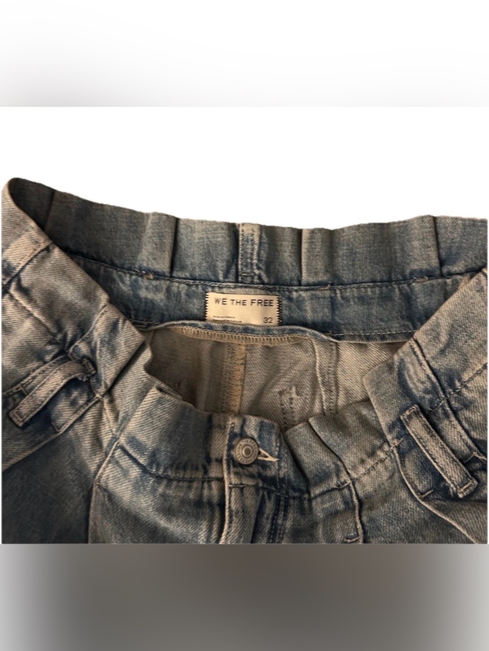 Free People We The Free Forager Super Wide Leg Jeans 32 Boho Barrel Cool Water - Picture 3 of 8